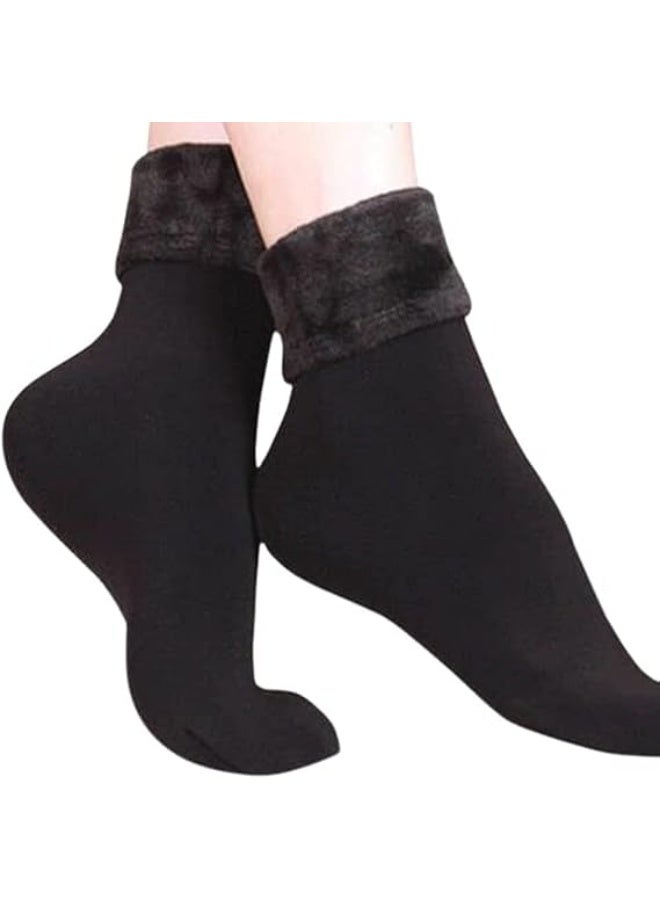 شرابات شتوية دافئة سميكة من الصوف للمنزل للنساء, بيج وأسود, قياس واحد ، قطن ، متعدد الالوان , 1 2 pair - Image 2